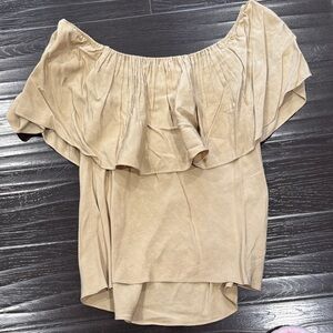 Zara Tan Off-Shoulder Blouse